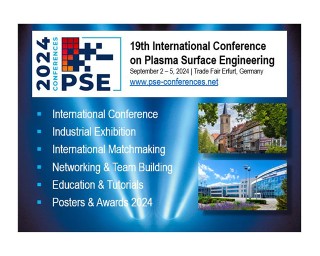 Logo der 19th International Conference on Plasma Surface Engineering 2024 mit Text