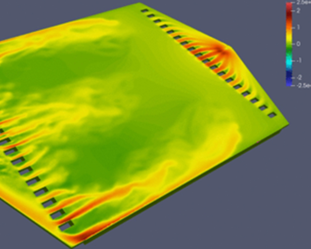 The Fraunhofer IST carried out flow simulations to optimize persulfate production in the electrolytic cell.